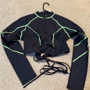 SKIMS Black and Neon Green Long Sleeve Top